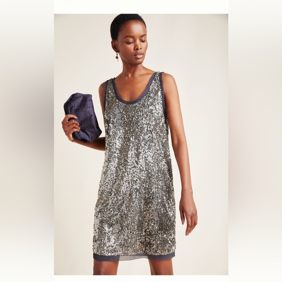 Anthropology: Velvet by Graham & Spencer sequinned mini dress. - Picture 1 of 2
